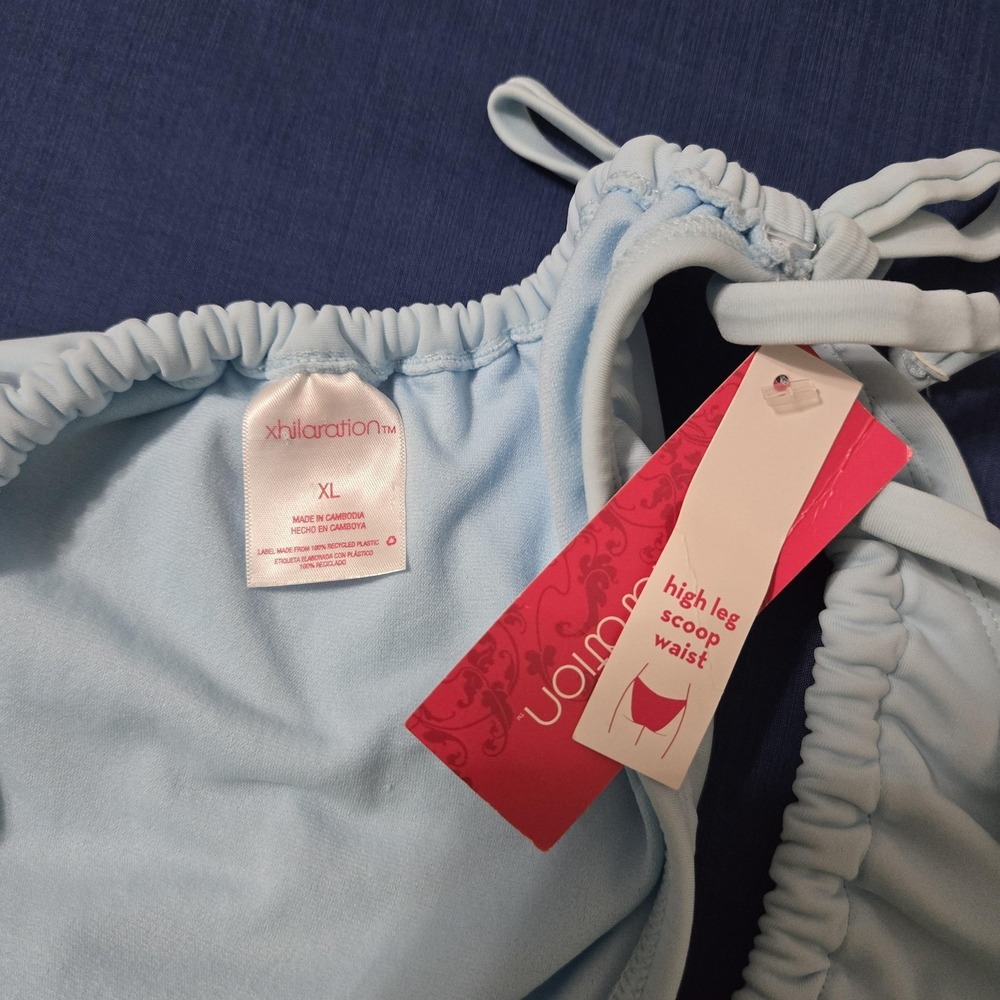Xhilaration NEW Swim Bottom Juniors XL(12-14) Blue High Leg Side Tie Bikini - Picture 4 of 7
